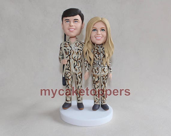 camo wedding cake topper
