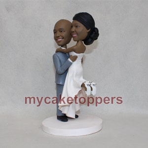 Funny wedding cake topper cake topper funny bride and groom figure figurines personalized cake topper  couple bobblehead