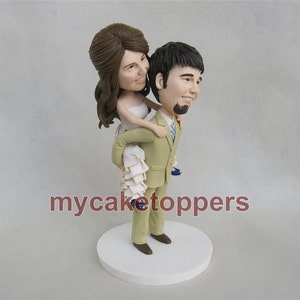 Custom Wedding Cake Topper: Personalized Clay Figurine, Groom Carrying Bride