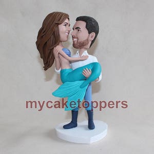 Adorno para tarta de boda de sirena, muñecos cabezones de sirena, sirena, doncella del mar, doncella del mar, adorno para tarta de sirena personalizado, hecho a mano que se parece a ti