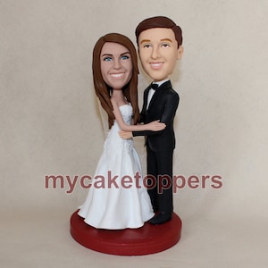 Custom Wedding Cake Topper: Personalized Bobblehead Couple