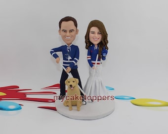 hockey cake topper for wedding ranger jersey hockey fan ice ball custom hockey wedding cake topper for bride and groom