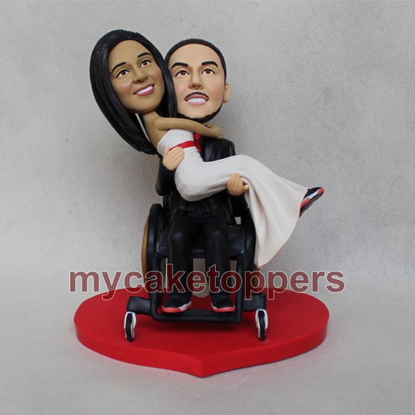 wheelchair wedding cake topper disable wedding cake topper custom wheelchair cake topper for wedding wheelchair bobbleheads