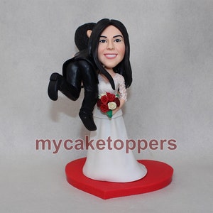 Custom Wedding Cake Topper: Bride Carrying Groom Bobblehead