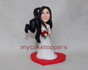 wedding Cake toppers bride carrying groom