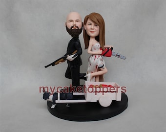 zombie wedding cake topper, cake topper, kill zombies, personalized cake topper, custom cake topper for wedding hand made, zombies, blood