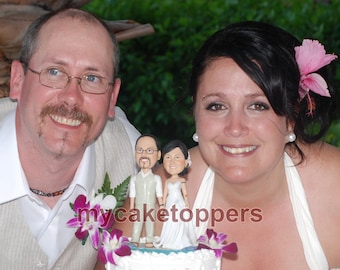 Personalisierter Hochzeitstorte Topper: Braut und Bräutigam Bobbleheads