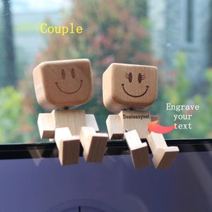 Shaking Legs Wooden Man Car Air Freshener: Desk Ornament wobbly doll for Valentine car display holloween bridesmaid groomsman gift