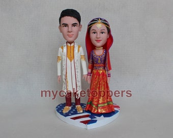 cake topper wedding Indian sari India wedding india bobbleheads wedding bobblehead cake topper custom made