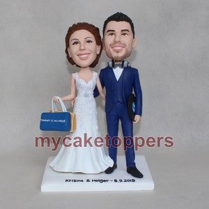 Adorno para tarta de bodas personalizado para bodas. Adorno para tarta de novios que se parece a ti.