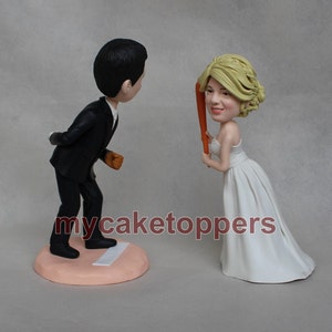 Unique wedding cake topper, baseball cake topper,Bride and groom cake topper, personalized cake topper, baseball bat,play baseball