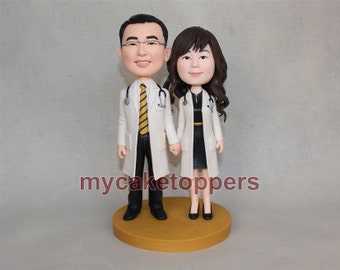 cute wedding cake topper/ cake topper for wedding/ cake topper wedding/ custom figurine/ doctor/ nurse/ lab/