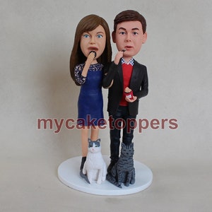 Custom Wedding Cake Topper: Personalized Clay Couple Figurine