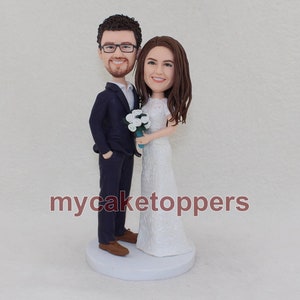 Custom wedding cake topper for wedding bobbleheads cake topper wedding topper wedding  figurine personalized figurine free shipping