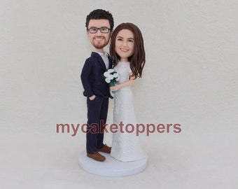 Bobblehead Cake Topper, Custom Wedding Cake Topper, Bride Groom Cake Topper, Personalised Wedding Cake Topper, Unique Wedding Cake Toppers