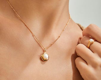 Collar con colgante de perla vintage · Estilo barroco francés · Joyería de oro o plata hecha a mano · Regalo para ella