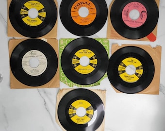 Discos de vinilo promocionales vintage - Para exhibir o reproducir - Lote de 7
