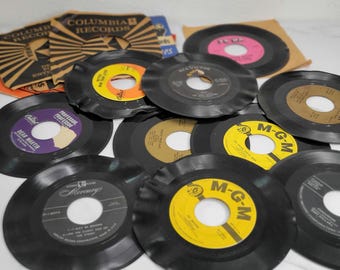 Discos promocionales de vinilo vintage dañados - Manualidades/Arte - Lote de 10