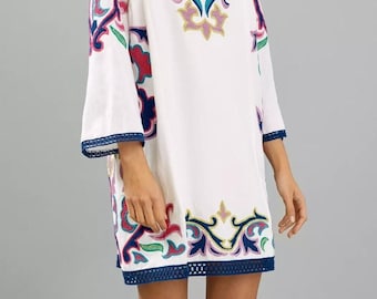 Anthropologie Retired Style Olympia Embroidered Tunic Dress - Size XS