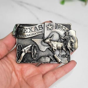 1982 VTG Texas Commemorative  Limited Edition Pewter Belt Buckle - Arroyo Grande Buckle Co. - 3.5&quot;