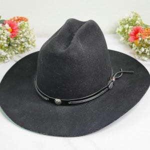 Vintage Eddy Bros Black Wool Cattleman Western Hat Boho Festival 7 Eddy Bros Vintage Hat – House of Hatters main image 4
