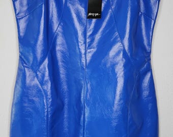 VTG Nasty Gal Faux Vinyl Dress - Cobalt Blue - US Size 12 - NWT