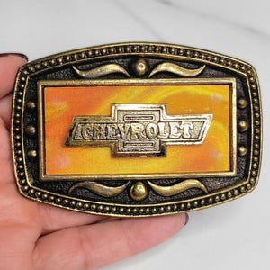 1970s VTG Chevrolet Brass Belt Buckle - by C II New York - Made in USA