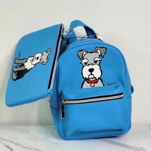 Marc Tetro Schnauzer Blue Mini Backpack Purse Marc Tetro Schnauzer Dog Mini Small Blue Backpack and  main image 4