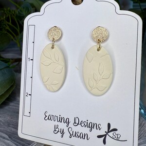 Pale yellow dangle earrings, clay earrings, lightweight earrings, handmade polymer clay earrings, unique summer earring, statement earrings