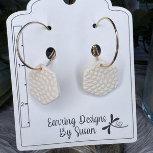 White hoop earrings, Polymer clay earrings, White clay hoop earrings, Handmade clay earrings, statement earrings, unique beautiful earring