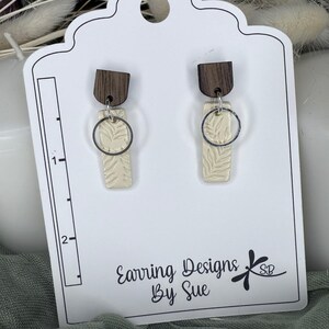 Polymer clay and wood earring, yellow clay earrings, lightweight earring, handmade polymer clay earrings, dangle earrings, statement earring