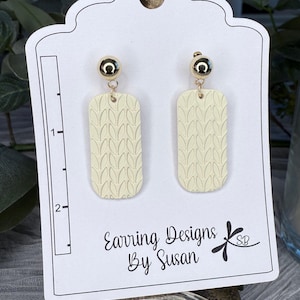 Pale yellow dangle earrings, clay earrings, lightweight earrings, handmade polymer clay earrings, unique summer earring, statement earrings