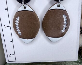 Sport earrings, football earrings, polymer clay earrings, football dangle earring, lightweight clay earring, handmade clay dangle earrings