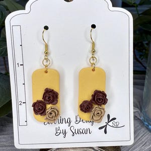 Yellow dangle earrings, clay earrings, lightweight earrings, handmade polymer clay earrings, unique summer earring, statement earrings