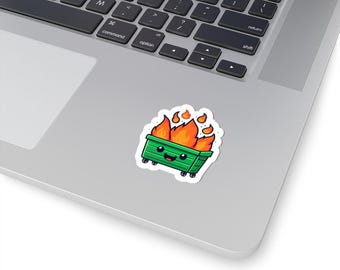 Pegatina de basurero en llamas: divertida y original calcomanía para portátil y botella de agua.