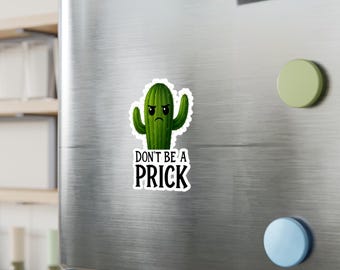 Pegatina de cactus enojado: divertida y original calcomanía para portátil y botella de agua.