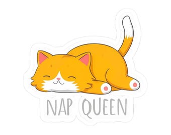 Pegatina de gato Nap Queen: divertida y original calcomanía para portátil y botella de agua.