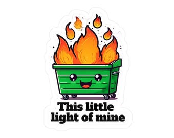 Incendio en el contenedor - Pegatinas troqueladas - Divertidas y originales, pegatinas para portátiles, botellas de agua, regalos y recuerdos de fiesta