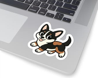 Pegatina de Corgi Tricolor / Pegatina de vinilo troquelado