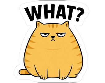 ¿Qué? Pegatina de gato: Divertida y original calcomanía para laptop y botella de agua