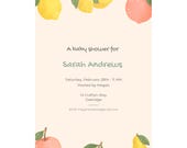 Fruit Baby Shower Invitation | Neutral Baby Invite | Editable Canva Template | 3 Color Options
