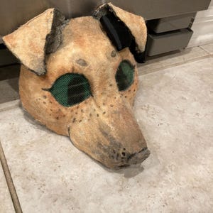 Handmade Dog Mask – Brown Felt Canine Costume Accessory – Unique Animal Mask for Cosplay, Dress-Up, or Display
