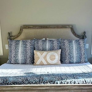 Ballard Designs Antelope Navy Throw Pillow Cover - Antelope Pillow - Navy Lumbar Pillow Cover - Antelope Bolster Pillow - Linen Body Pillow