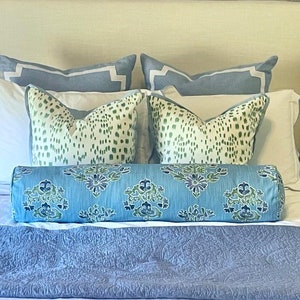 Ballard Designs Eliza Cornflower Pillow Cover - Floral Blue Pillow Cover | Floral Bolster Pillow | Floral Lumbar Pillow