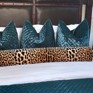 Ballard Designs Serengeti Bolster Pillow Cover - Leopard Bolster Pillow - Velvet Bolster Pillow Cover - Animal Print Pillow Cover
