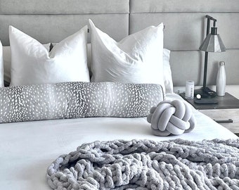 Ballard Designs Antelope Bolster Pillow Cover - Gray - Antelope Bolster Pillow - Linen Body Pillow - Large Bolster Pillow - Long Bolster