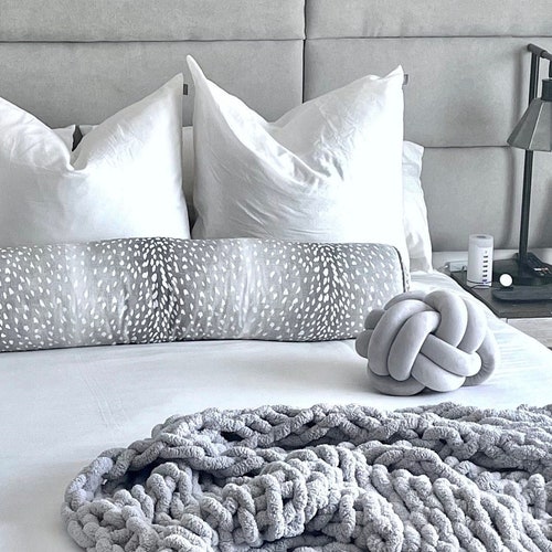 Authentic Vern Yip Antelope Aqua Blue Linen Bolster Pillow Etsy