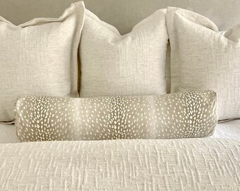 Authentic Vern Yip  Antelope Fawn Cotton Collection - Antelope Bolster Pillow - Antelope Lumbar Pillow Cover - Antelope Pillow - Handmade