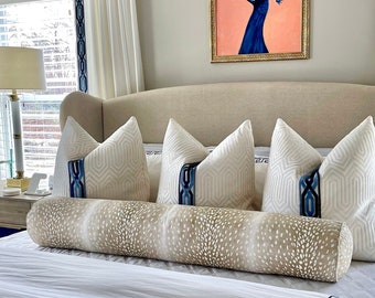 Authentic Vern Yip Antelope Pillow Cover in Fawn - Long Decorative Pillows  - Available in Lumbar, Throw, Bolster, Euro Sham Sizes