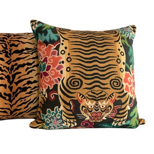 Tibetan Tiger Bolster Pillow Cover in Jewel Tiger Skin Motif Pillow ...